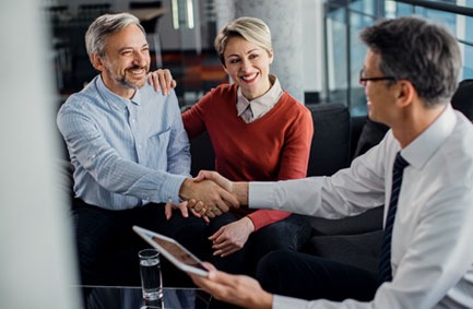 Business professionals discussing technology solutions