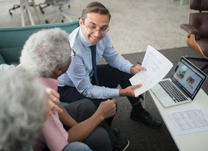 Technology consultant presenting business strategy