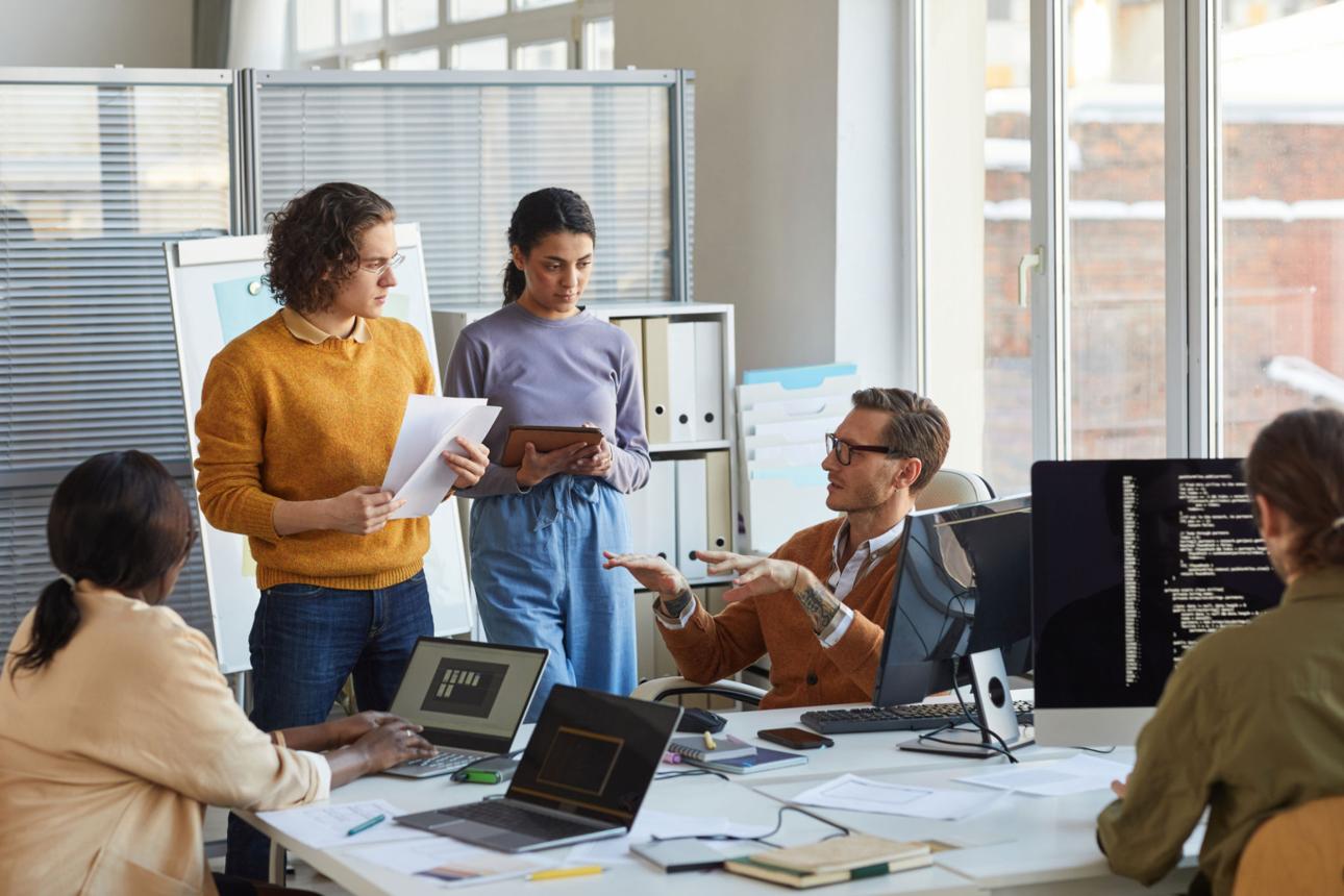 Augmented software development team collaborating