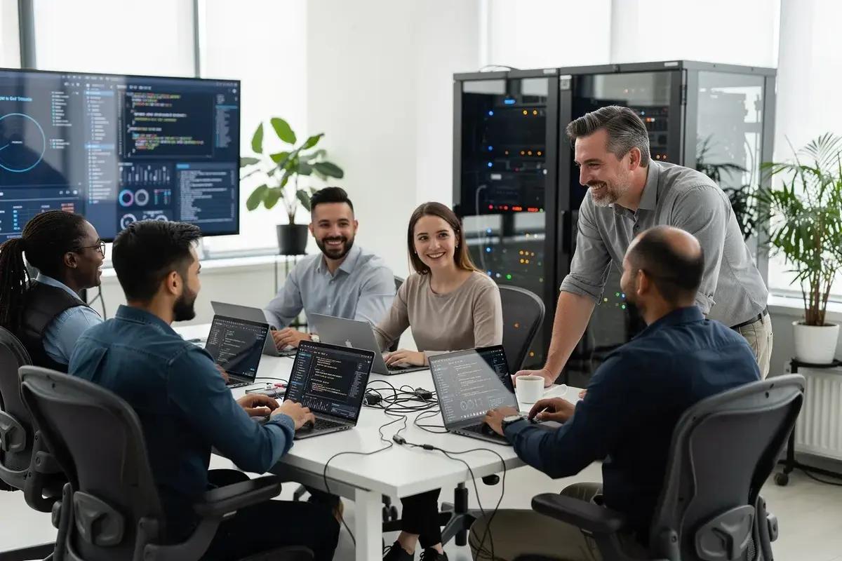 Technology professionals working as an extended development team
